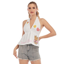 Load image into Gallery viewer, Sweet pieces bread basket Back Hollow Crop Top With Ruffled Hem