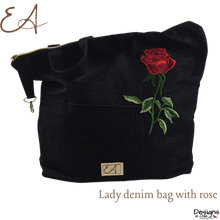 Load image into Gallery viewer, EA - Lady denim bag with rose
