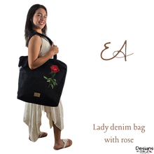 Load image into Gallery viewer, EA - Lady denim bag with rose
