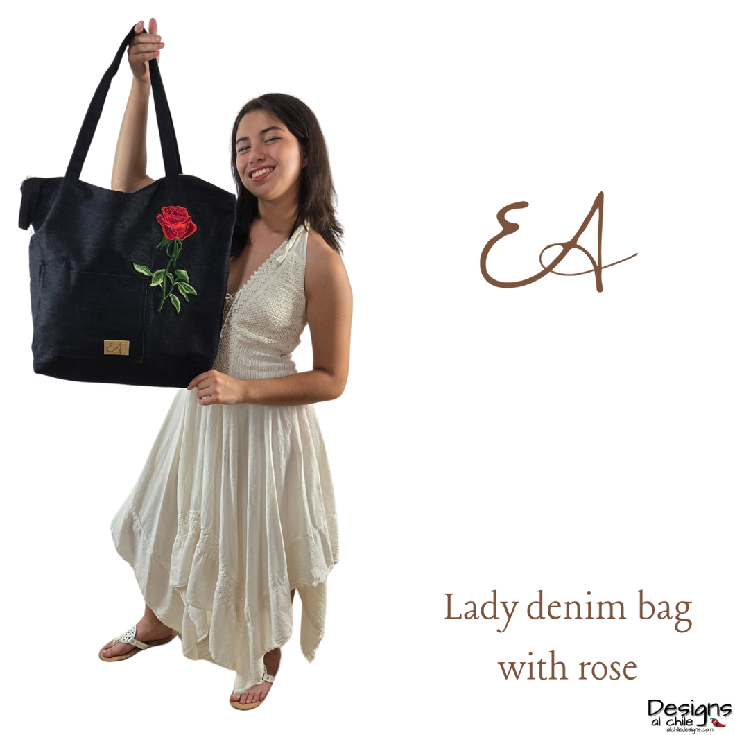 EA - Lady denim bag with rose