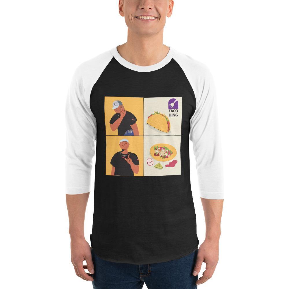 Hotline tacos - 3/4 sleeve raglan shirt - Al chile designs