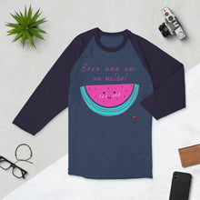 Load image into Gallery viewer, Eres una en un melon - 3/4 sleeve raglan shirt - Al chile designs
