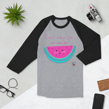 Load image into Gallery viewer, Eres una en un melon - 3/4 sleeve raglan shirt - Al chile designs
