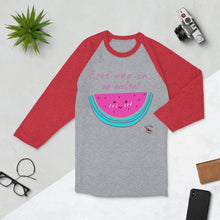 Load image into Gallery viewer, Eres una en un melon - 3/4 sleeve raglan shirt - Al chile designs
